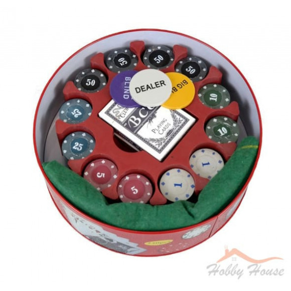 Покер в металлической коробке (240 фишек)