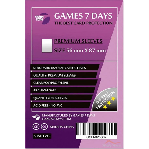 Протектори для карт Games7Days (56 х 87 мм, Standard USA, 50 шт.) (PREMIUM)