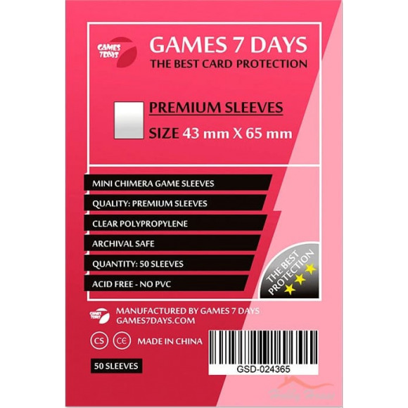 Протектори для карт Games7Days (43 х 65 мм, Standard USA, 50 шт.) (PREMIUM)