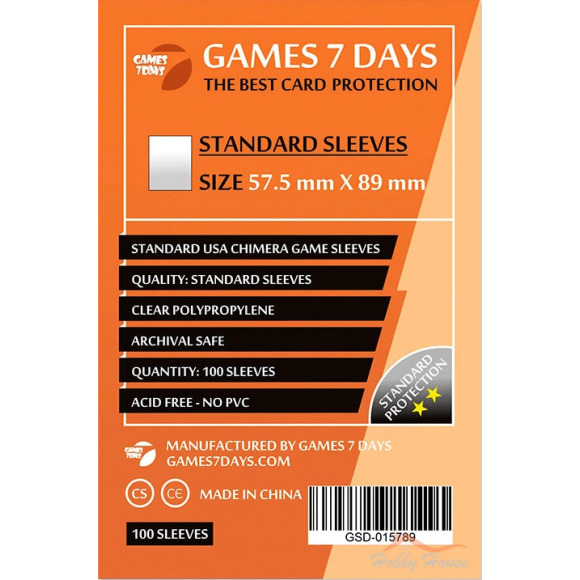 Протектори для карт Games7Days (57,5 х 89 мм, Standard USA Chimera, 100 шт.) (STANDART)