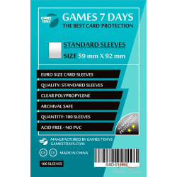 Протектори для карт Games7Days (59 х 92 мм, Euro, 100 шт.) (STANDART)