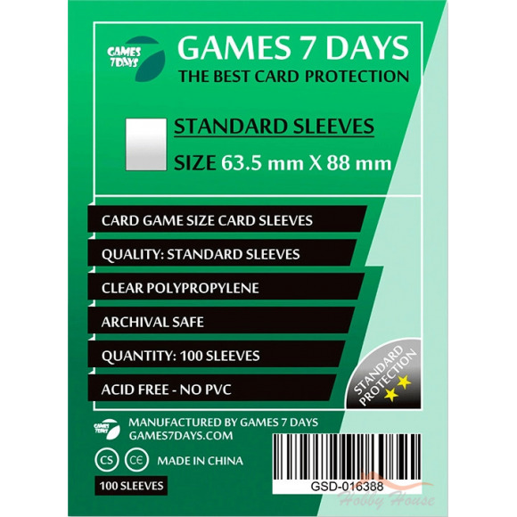 Протектори для карт Games7Days (63,5 х 88 мм, Card Game, 100 шт.) (STANDART)