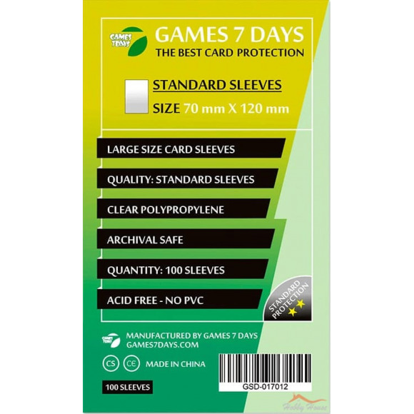 Протектори для карт Games7Days (70 х 120 мм, 100 шт.) (STANDART)